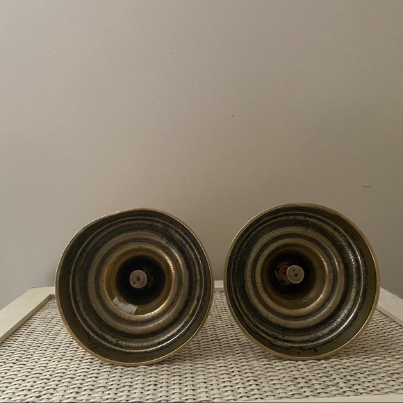 Vintage pair candlesticks candle holders large solid brass - Picture 4 of 4